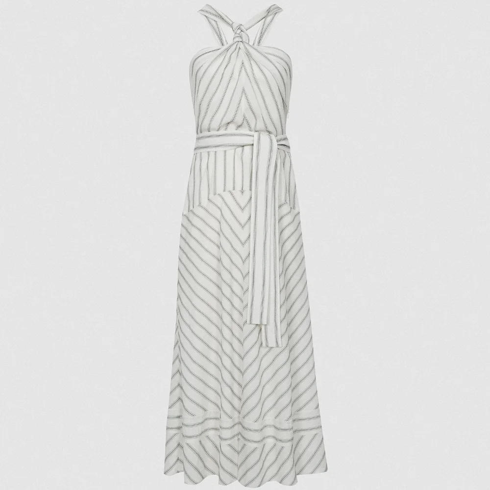 NWT REISS | Bea Striped Midi Dress (no belt) - Picture 5 of 10